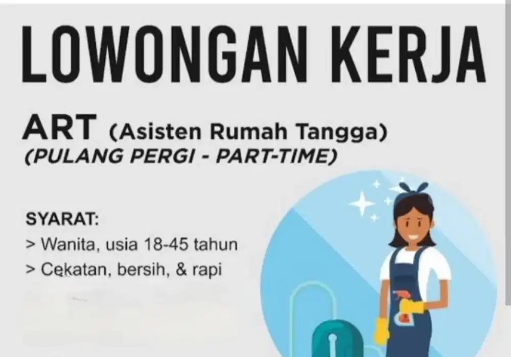Dicari pembantu atau asisten rumah tangga bisa pulang pergi di menteng