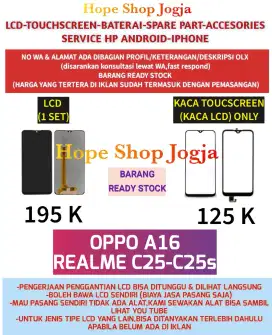 Service HP-Touchscreen-Baterai-LCD Oppo A16-Realme C25-C25s