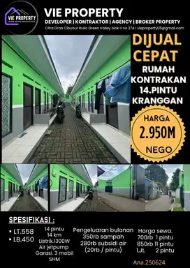 BEST DEAL  JUAL CEPAT MURAHKONTRAKAN 14 PINTU DI KRANGGAN