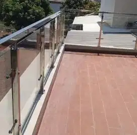 Railing tangga kaca, railing balkon minimalis, railing tangga minimali