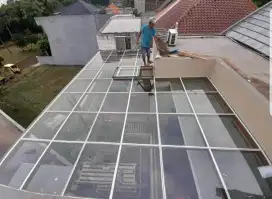 Kanopi kaca, pintu aluminium, jendela aluminium, railing kaca