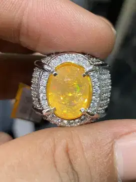 Natural Yellow Opal Ring Perak Microsetting Custom