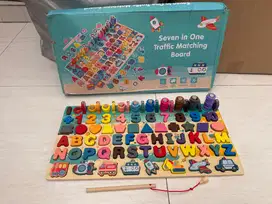 Mainan puzzle kayu angka huruf komplit