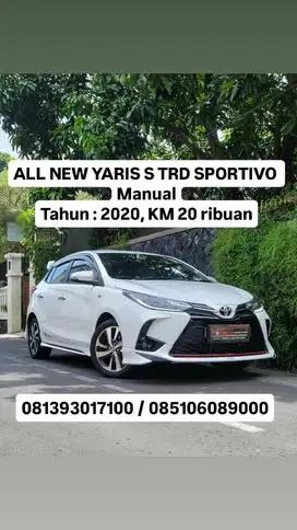 ALL NEW YARIS S TRD SPORTIVO Manual
Tahun : 2020, KM 20 ribuan, AD