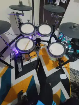 Drum Yamaha DTX 750+twin pedal merek sonor