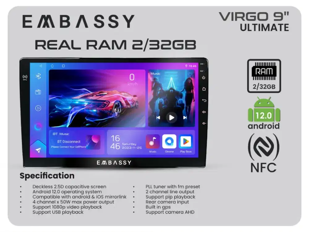 Android Mobil 9inc Embassy NFC Ram 2/32GB
