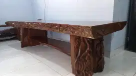 Meja kayu jati solid utuh tanpa sambungan