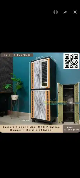 Lemari Elegant Mini MSC Printing Hanger + Cermin (Alpine)