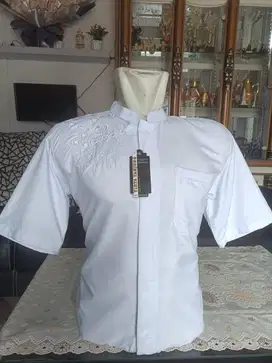 GROSIR BAJU KOKO PUTIH MOTIF KATUN PENDEK MURAH