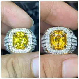 Permata Yellow Zircon Ring Perak Microsetting