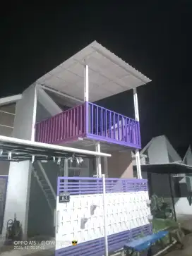 Kanopi balkon atap alderon singel+plpon PVC terpasang