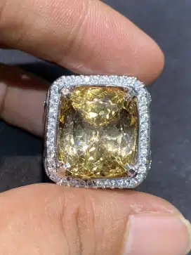 Permata Yellow Scapolite Ring Perak Microsetting