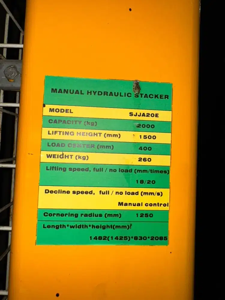 Forklift manual hand stacker hidraulik