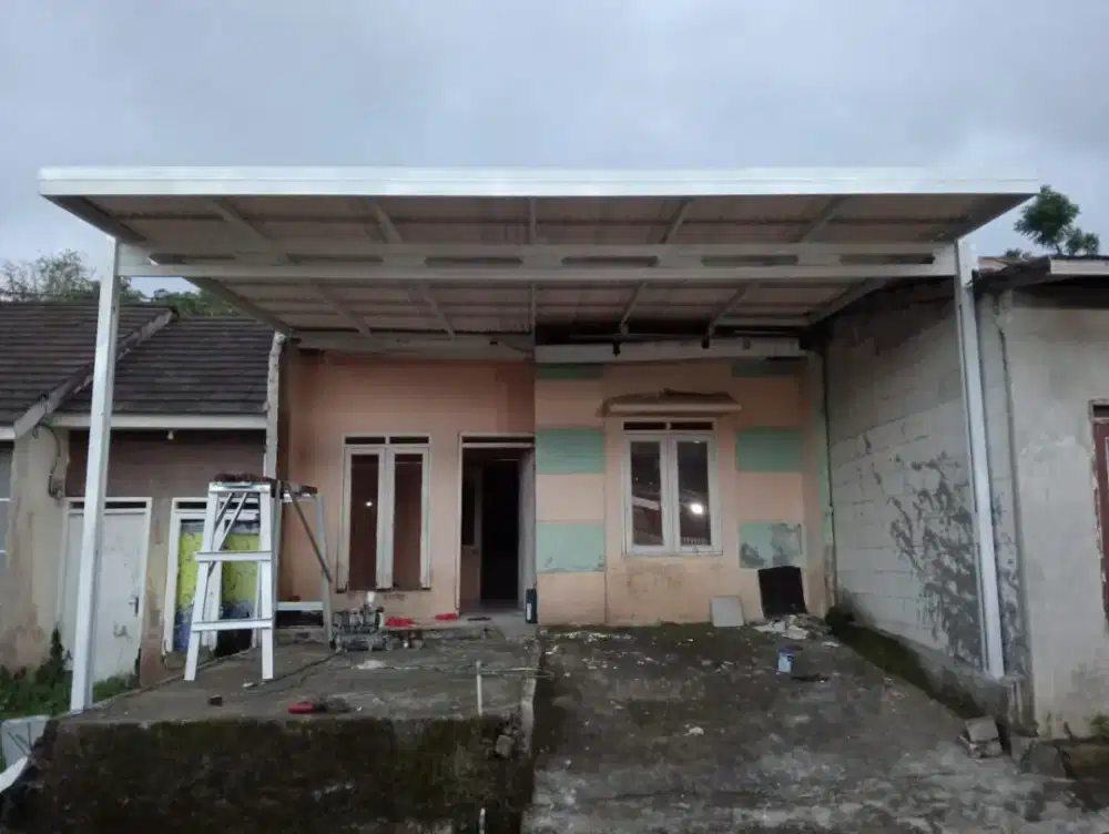 Pemasangan kanopi atap alderon singel alinterpasang