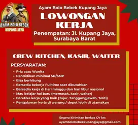 LOWONGAN KERJA DEPOT AYAM BOLO BEBEK
