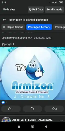 Dibutuhkan Staf Pengiriman Galon Air Minum Isi Ulang