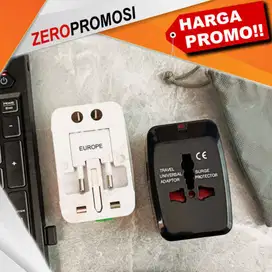 Souvenir Dual Port USB Travel Adapter UAR07 Cetak Logo