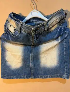 Euphoria Mini Skirt Jeans Rok Pendek Denim Wanita