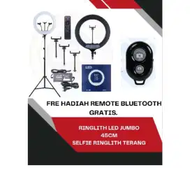 Tripod + Lampu Ring light 46 CM + Remote Bloutooth + Remote Lampu