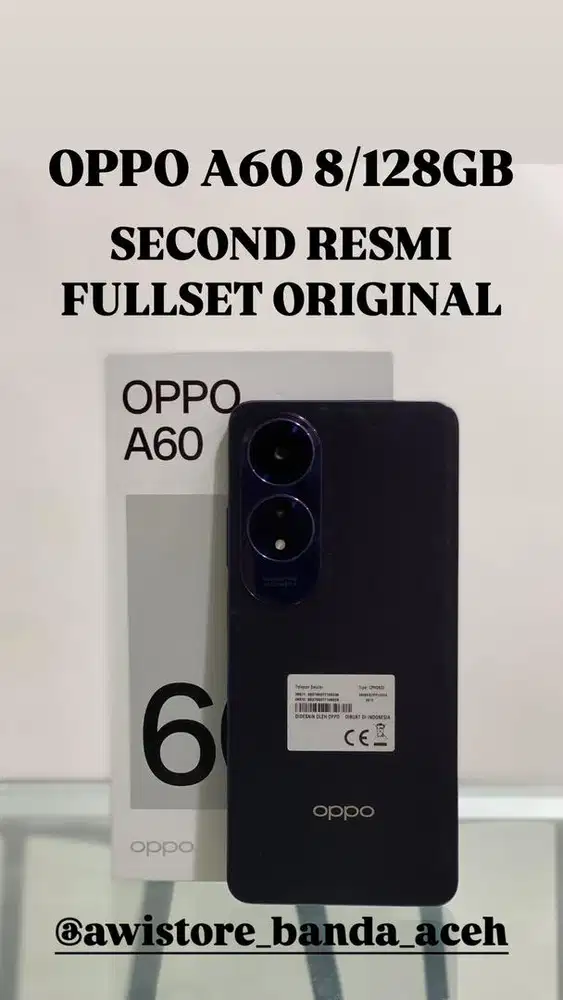 OPPO A60  8/128GB SECOND RESMI FULLSET ORIGINAL BAWAAN