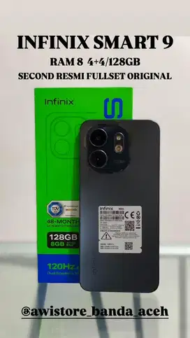 INFINIX SMART 9 4+4  8/128 SECOND RESMI FULLSET ORI