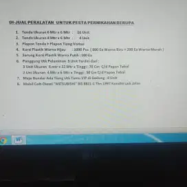 Dijual tenda murah peralatan pesta pernikahan satu set