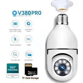 CCTV Wifi Micro SD Smartphone CCTV Cam Lampu Fitting E27 V380 HD