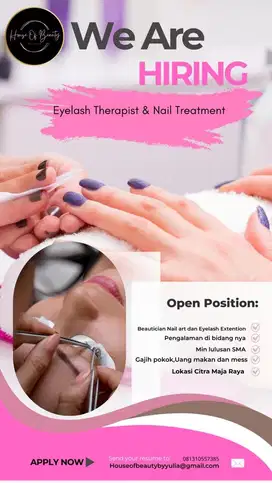 Dicari beautician eyelash extention dan nail