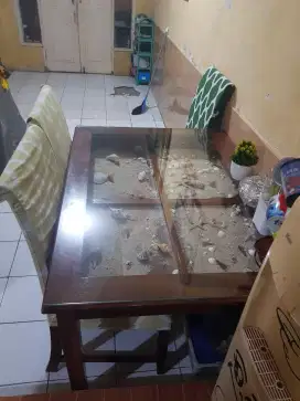 Meja makan jati 1 set