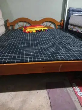 Tempat tidur set kasur + divan kayu jati uk 160x200