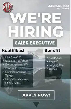 Lowongan Sales Executive/ Sales Counter