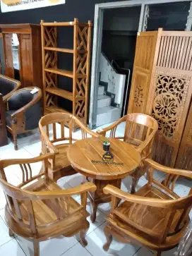 KURSI TERAS LENONG  SET MEJA BULAT KURSI TERAS JATI MINIMALIS JOGJA