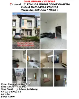 JUAL RUMAH PEMUDA RIAU DAN DEKAT DARMA YUDHA DAN PASAR PEMUDA