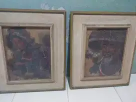lukisan antik non kanvas 2 unit