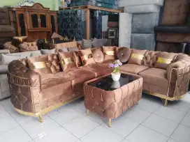 Sofa sudut turki cokelat