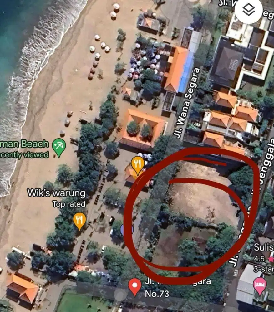 TANAH BEACHFRONT DI PANTAI JERMAN KUTA BALI DKT HOLIDAY IN &PALM