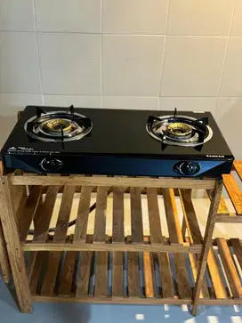 Kompor sanken + gas 5kg, regulator + meja