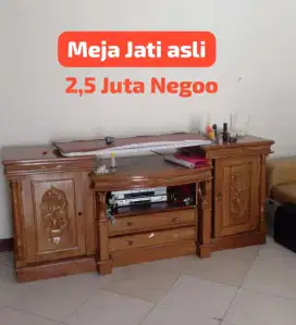 Meja TV buffet Jati asli mulus 75%