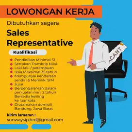 Loker - dibutuhkan Sales Representative