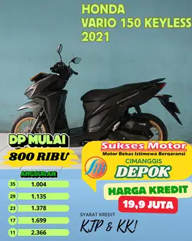 HONDA VARIO 150 KEYLESS TAHUN 2021 km low baru 9 ribu cash / kredit