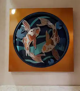 Wallart Koi 3D Multilayer Stainless / Hiasan Dinding Koi 3D