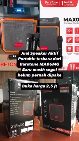 Speaker Aktif Portable Baretone MAX06MG Baru Masih Segel Original