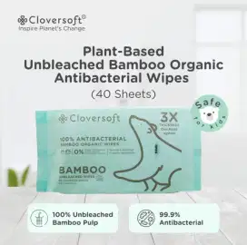 Cloversoft Unbleached 99.9% Antibacterial Organic Wet Wipes 40 Sheets