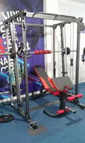 SMITH MACHINE POWER RACK FREE PLAT BEBAN 40 KG ALAT FITNESS
