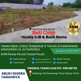 Dijual Tanah SHM Luas 226 m Bisa Diangsur  5 Tahun di Karawang Timur
