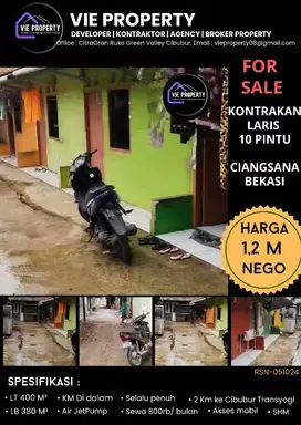 TURUN HARGA   DIJUAL CEPAT RUMAH KONTRAKAN 10 PINTU