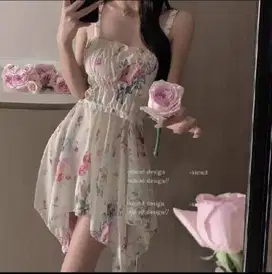 Dress Pendek Wanita Tidur Transparant, sexy Lingerie Motif Bunga
