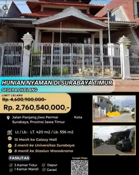 Dijual Rumah Panjang Jiwo Permai Surabaya