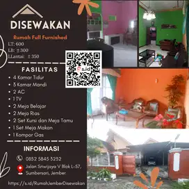 Disewakan Rumah Full Furnished di Sumbersari Jember