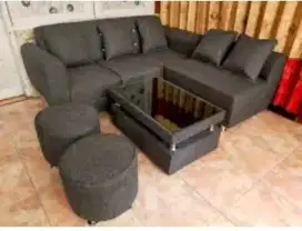 Sofa l minimalis + 2 stool